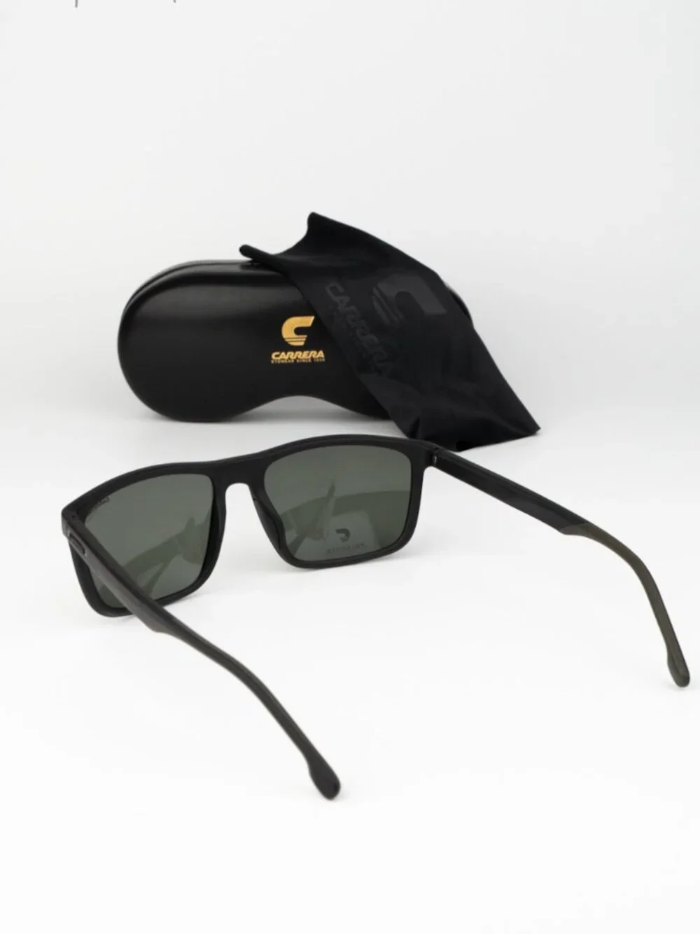 Carrera Women Sunglasses Black Green Polar Rectangle CARRERA 8047/S 07ZJ UC NEW